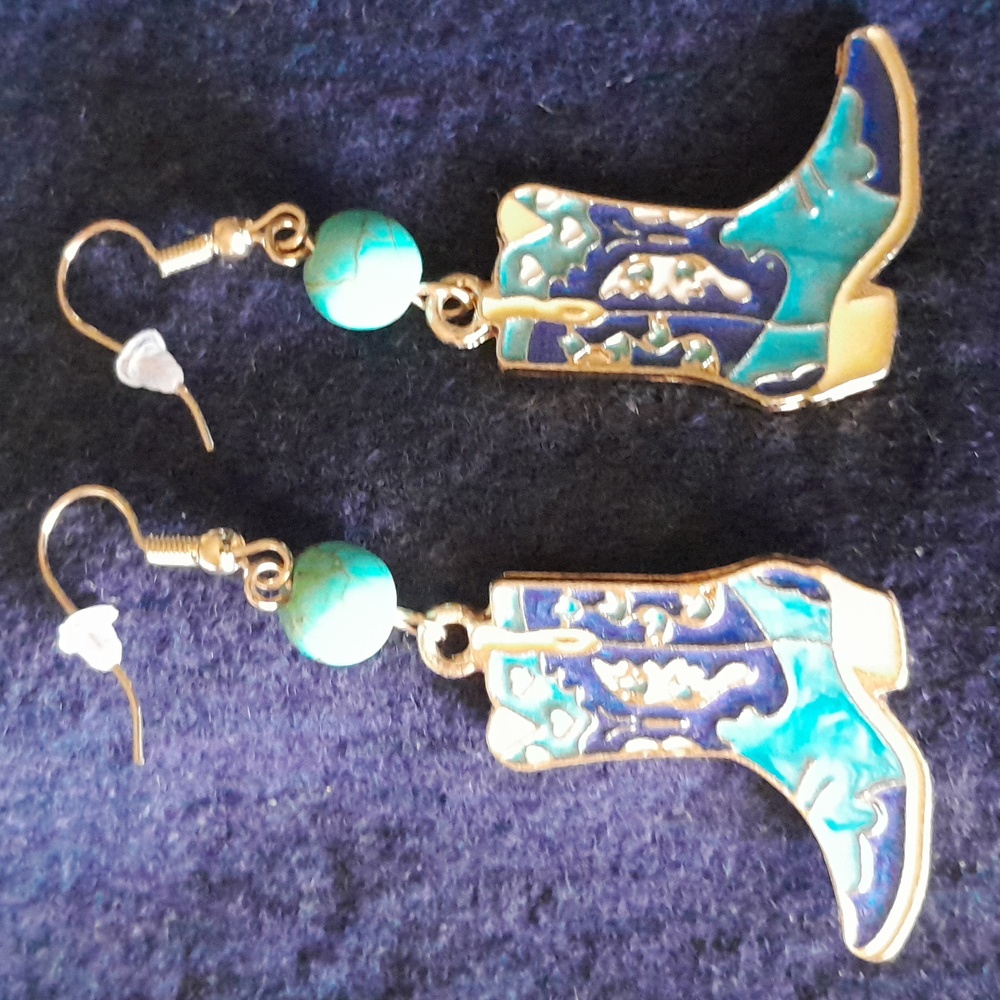 Nicole Turquoise and Gold Boot Earrings